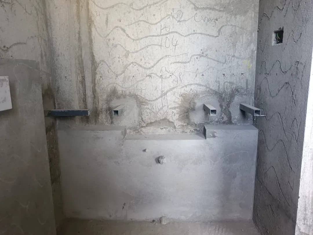 Block work below wash area
